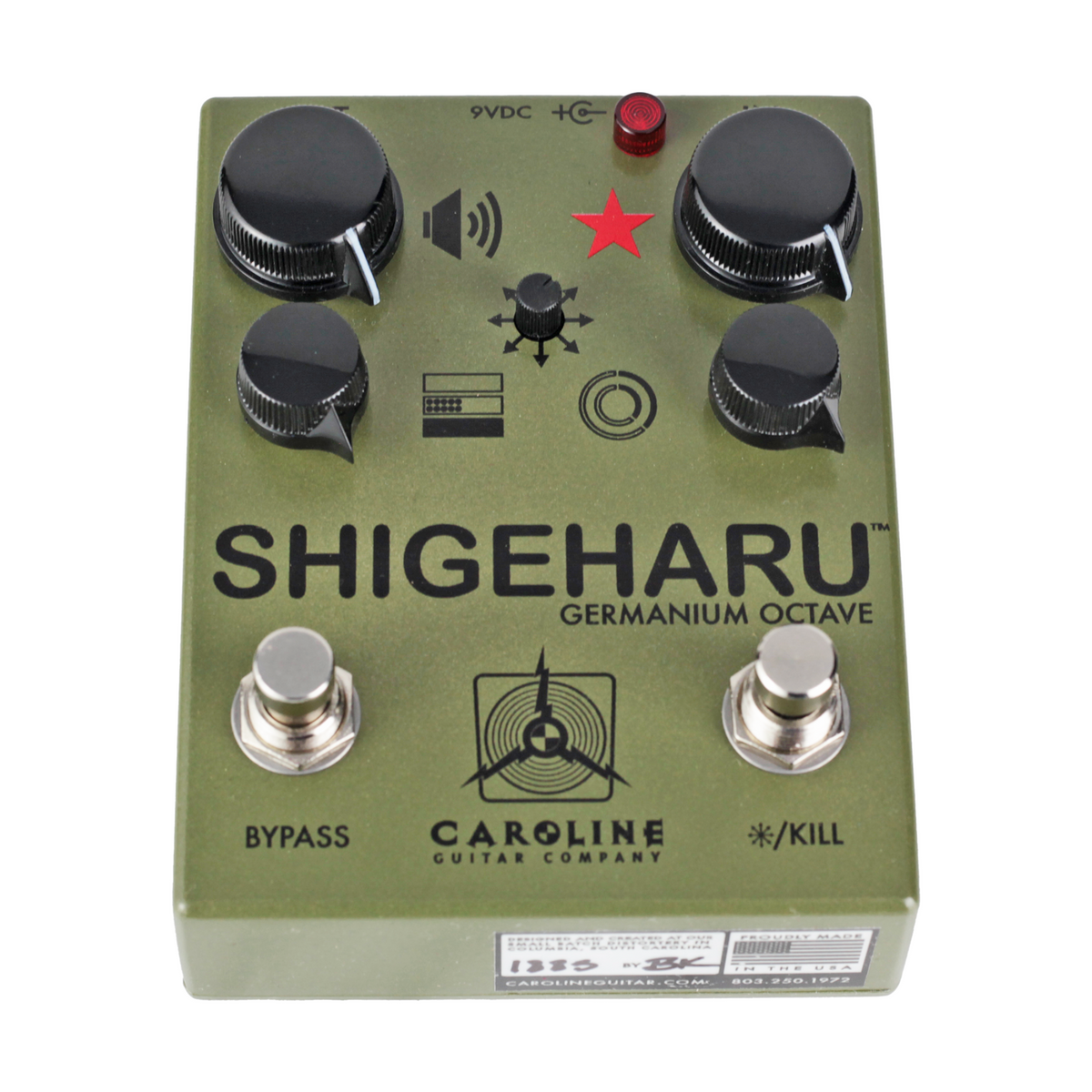 Caroline Limited Edition Shigeharu Germanium Octave Fuzz Effect Pedal, Army Green