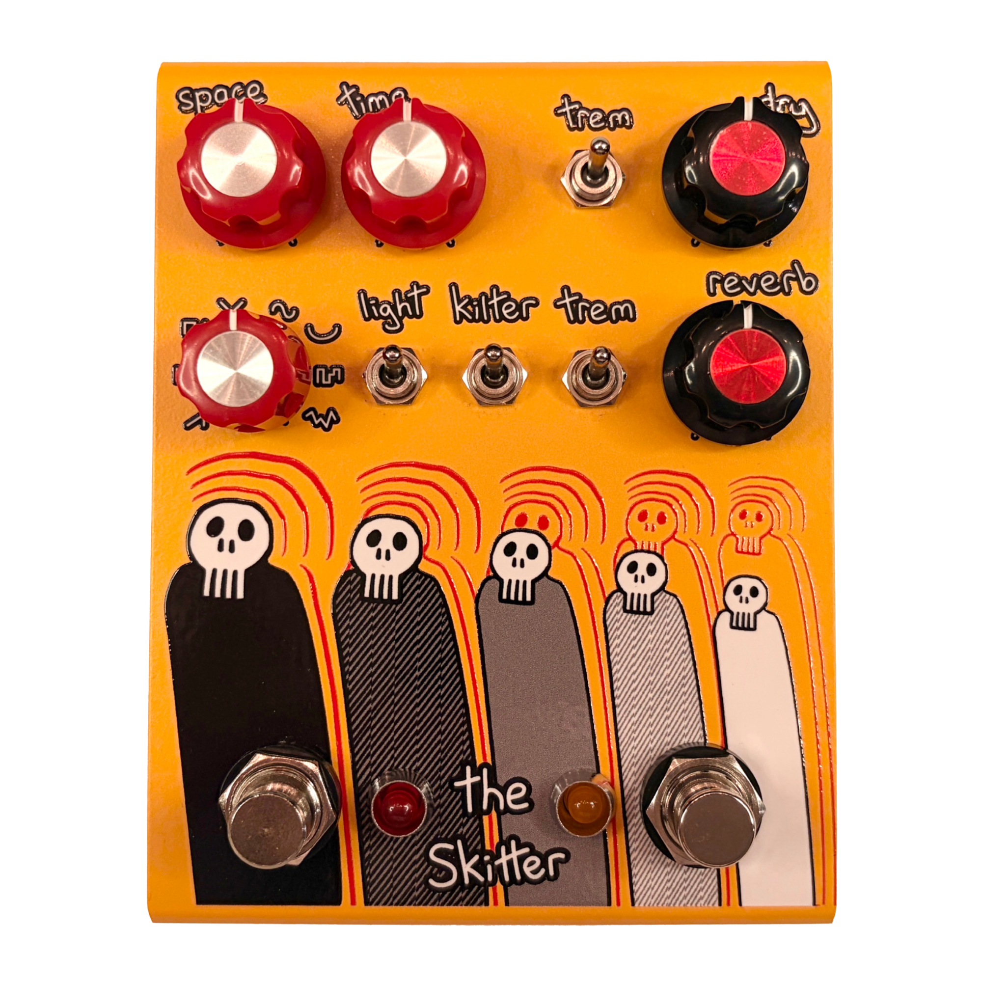 Champion Leccy The Skitter V3 Tremolo/Reverb Effect Pedal, Yellow