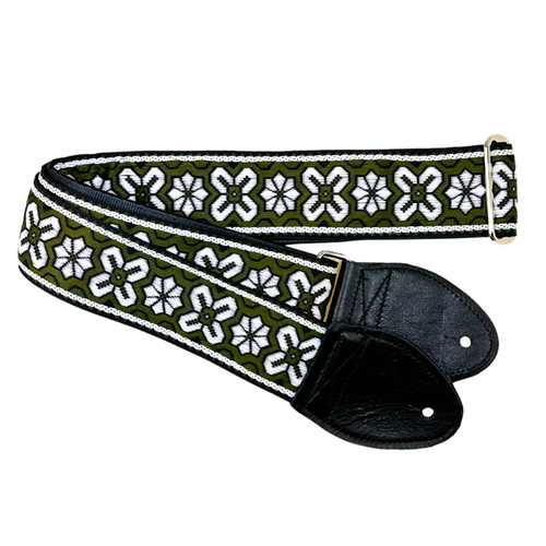 Souldier Greenwich 2" Guitar Strap, Olive Drab/White on Black