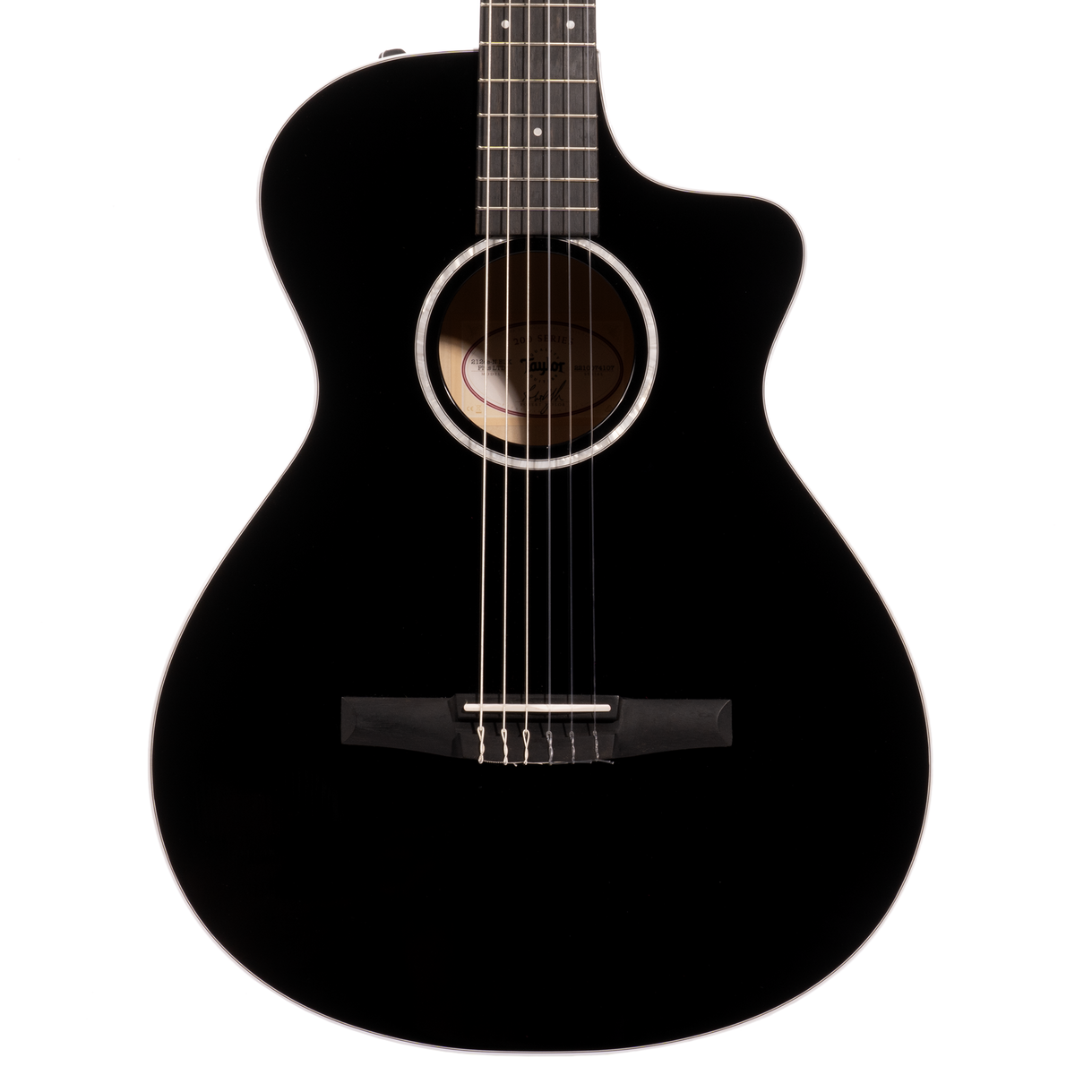 Taylor 212ce-N BLK Plus LTD Nylon-String Grand Concert Acoustic Guitar, Torrefied Spruce/Big Leaf Maple, Black