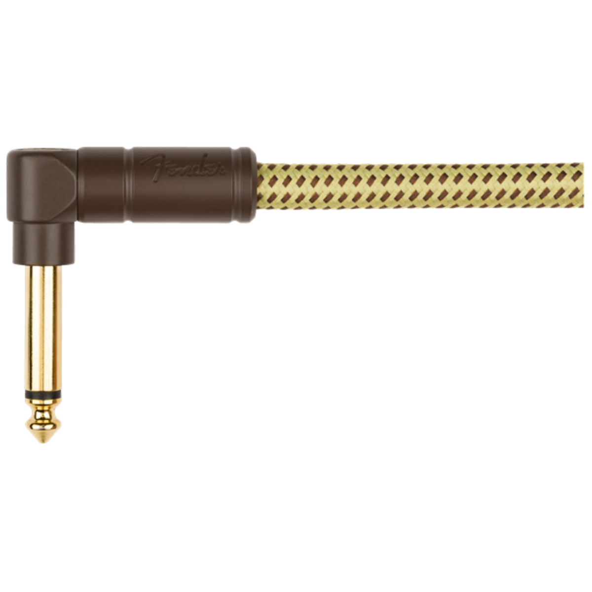 Fender 30' Deluxe Series Coil Cable, Straight/Angle, Tweed Guitar Cable