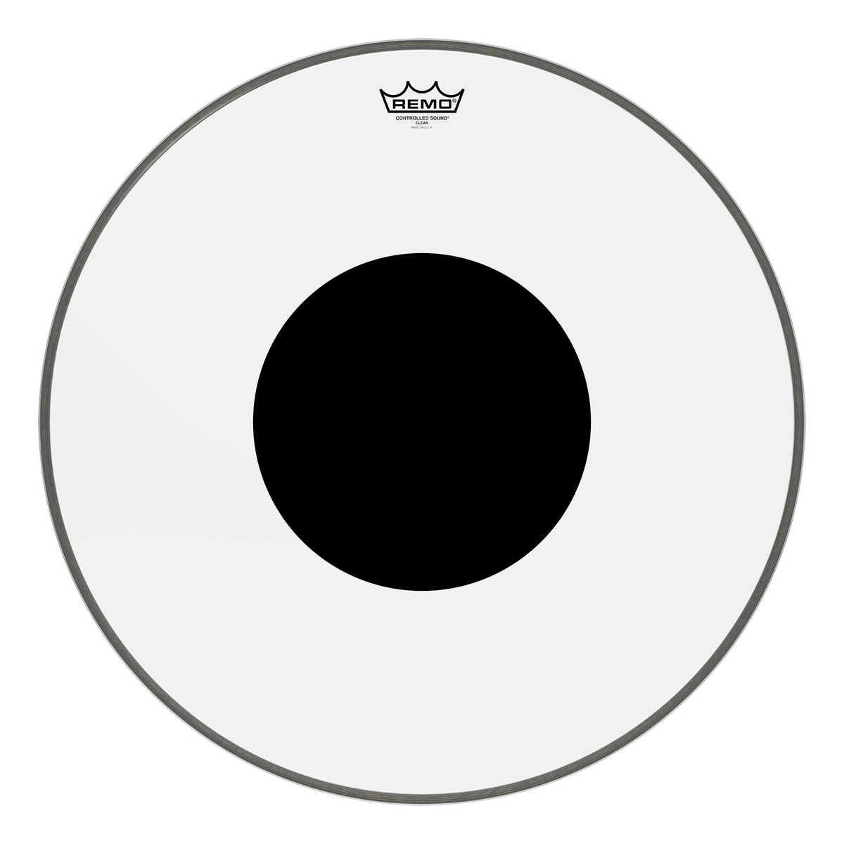 Remo Bass - Controlled Sound - Clear 22" - Black Dot On Top