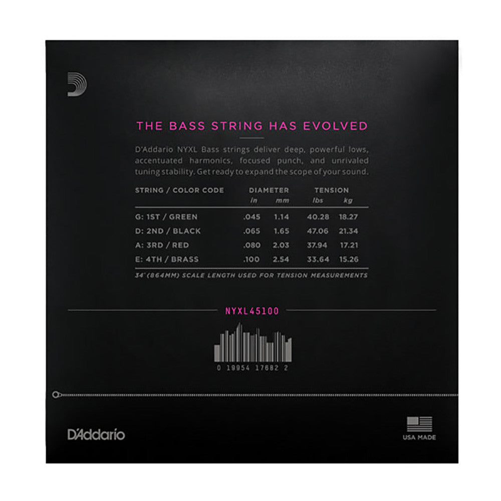 D'Addario 45-100 NYXL Bass Set - Regular Light