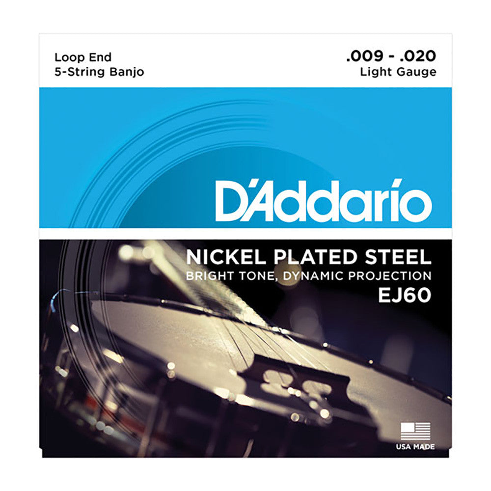 D'Addario 9-20 Light 5-String Banjo Nickel-Plated Steel Strings