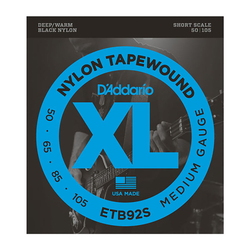 D'Addario Black Nylon Tapewound Short Scale Bass Strings