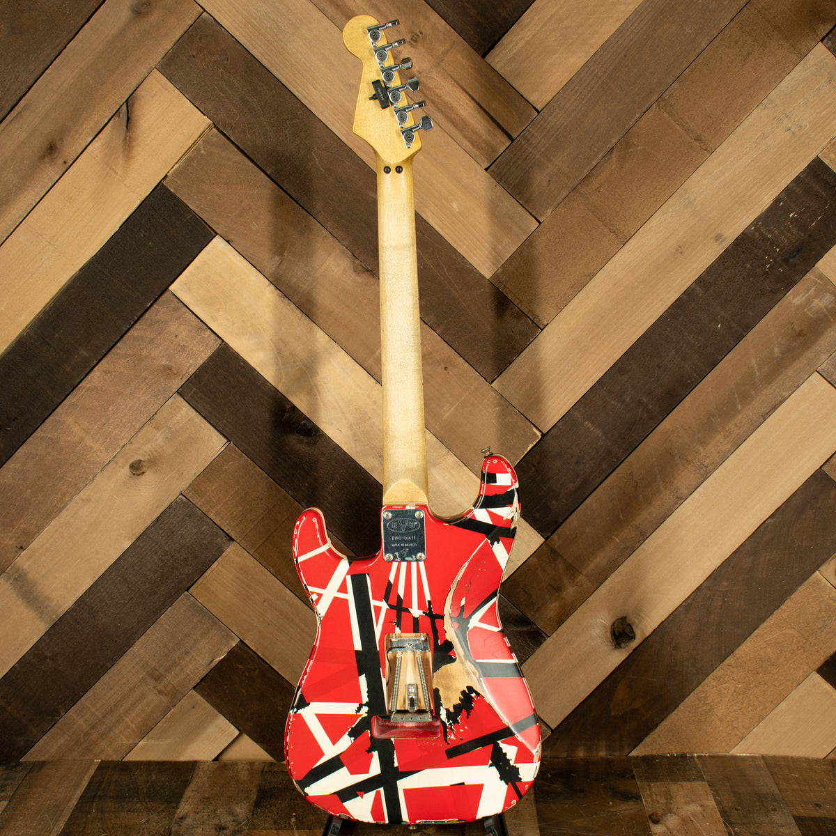 EVH 2019 Striped Series Frankie Electric Guitar, Red White & Black Stripes Relic With Gigbag - Used