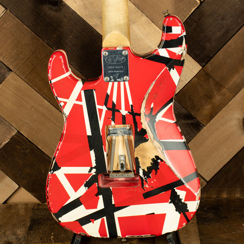 EVH 2019 Striped Series Frankie Electric Guitar, Red White & Black Stripes Relic With Gigbag - Used