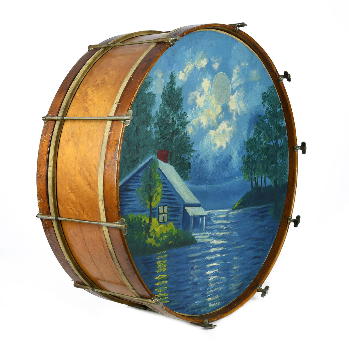 Brandless 1920's 26" Painted Scene Bass Drum - Used