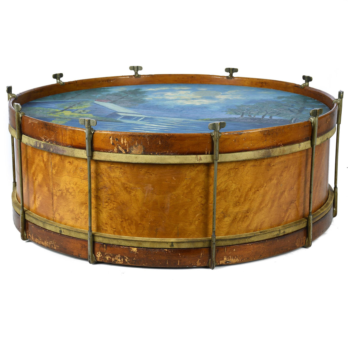 Brandless 1920's 26" Painted Scene Bass Drum - Used