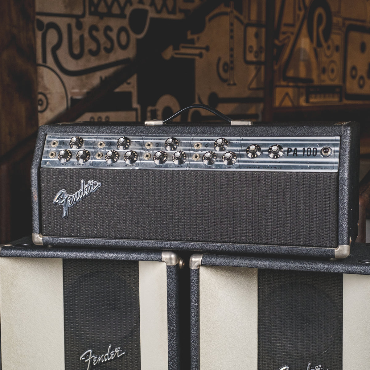 Fender 1974 Silverface PA 100 With Speakers And Footswitch - Used