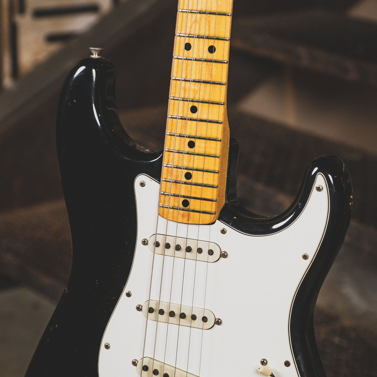 Fender 1974 Stratocaster Electric Guitar, Black With OHSC - Used
