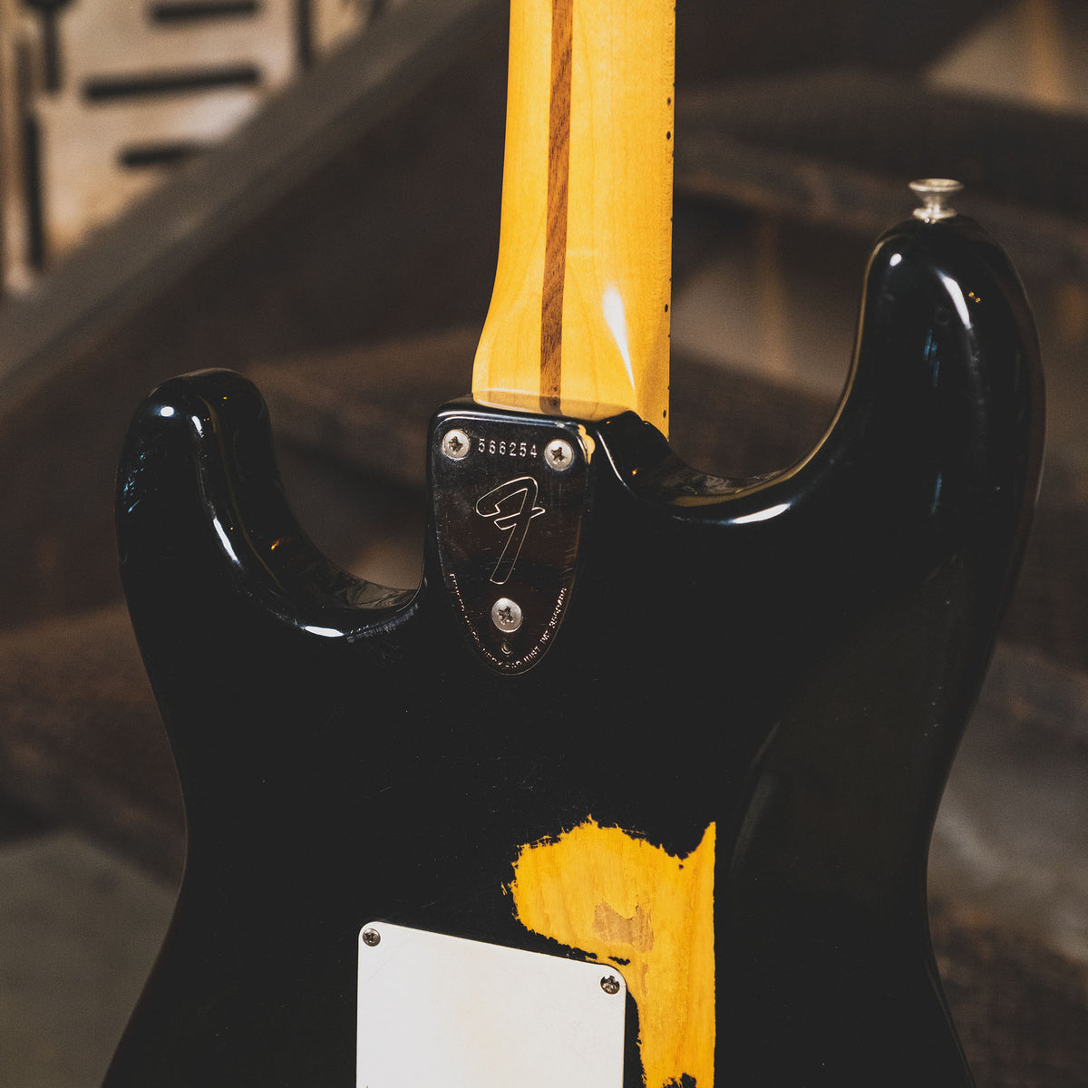Fender 1974 Stratocaster Electric Guitar, Black With OHSC - Used