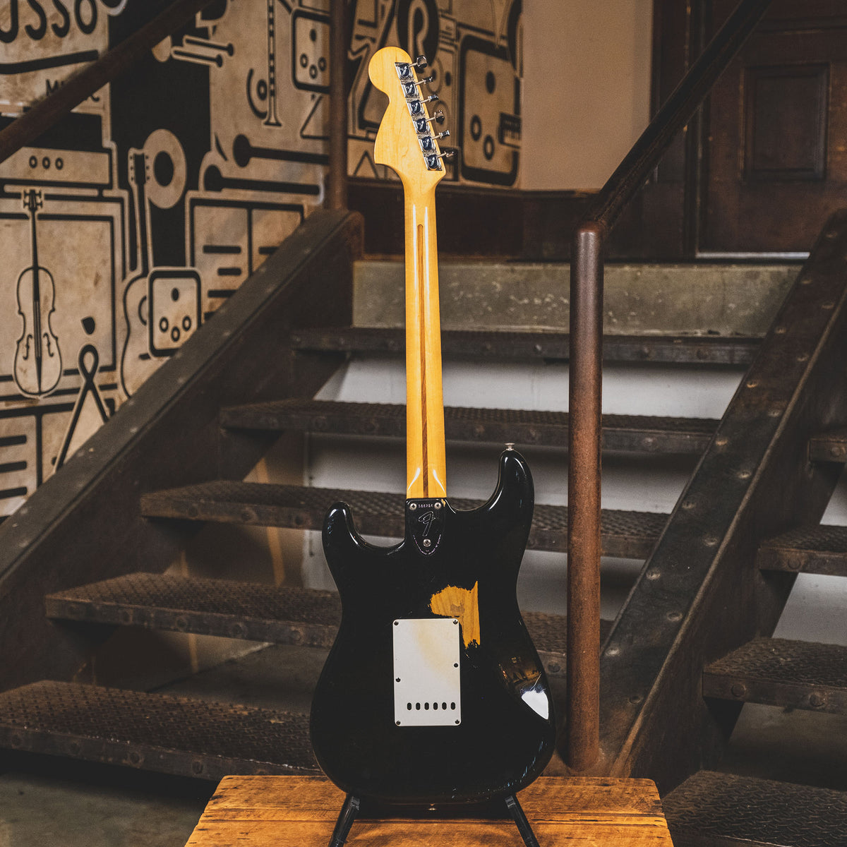 Fender 1974 Stratocaster Electric Guitar, Black With OHSC - Used