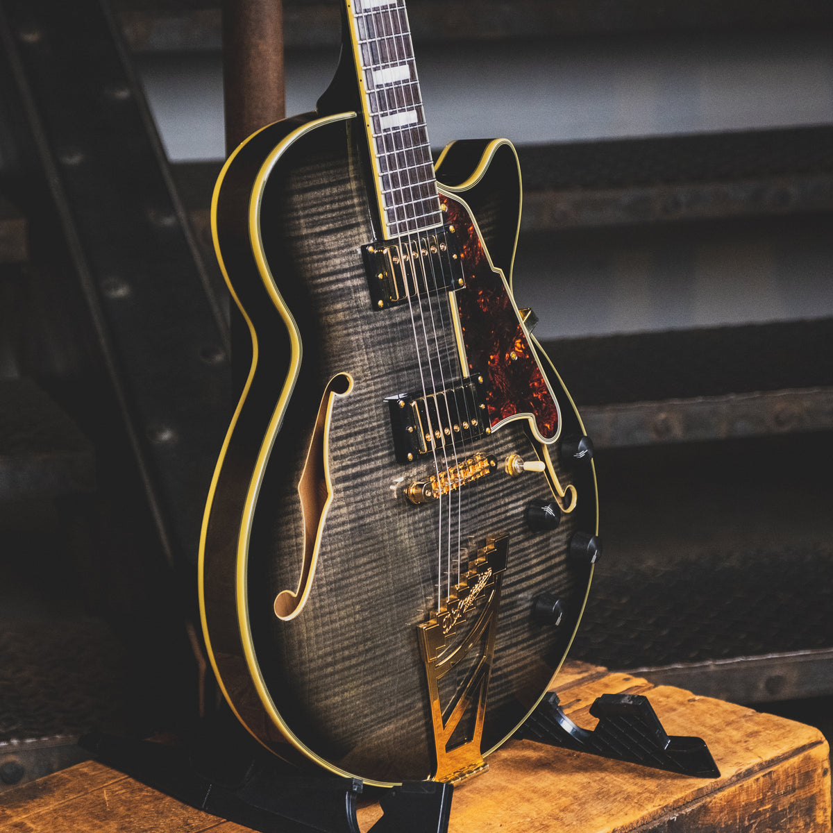 D'Angelico 2015 EX-SS Electric Guitar, Trans Black With OHSC - Used