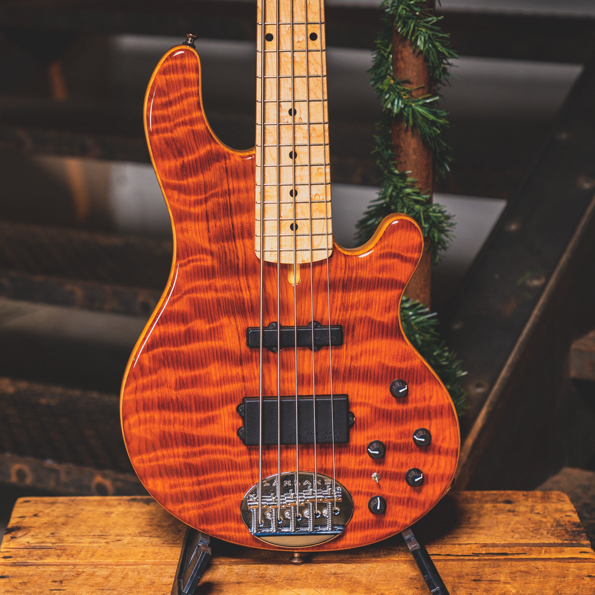 2022 Lakland 5 String Premium Quilted Redwood Bass Guitar w/OHSC Use
