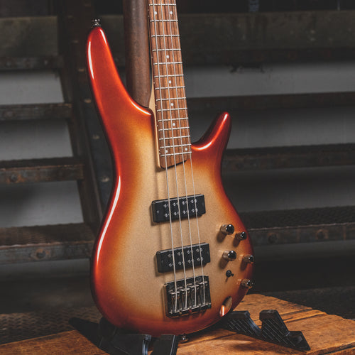 2021 Ibanez SR300E Standard Electric Bass Guitar Champagne Burst w/ Gig Bag - Used