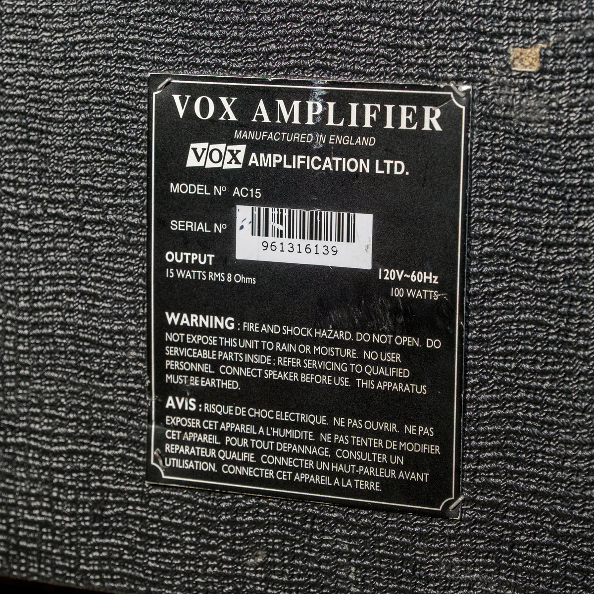 Vox AC15TB2 Made In England - Used