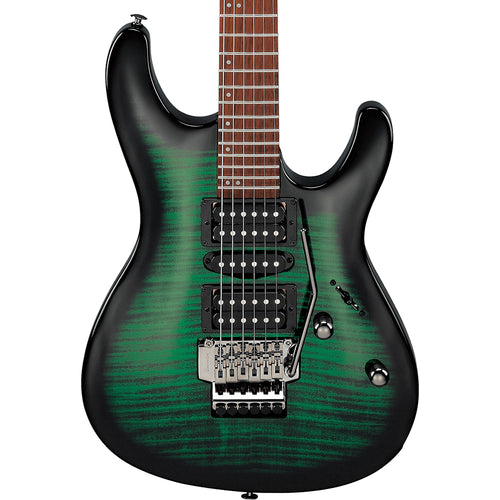 Ibanez Kiko Loureiro Signature 6 String Electric Guitar, Transparent Emerald Burst