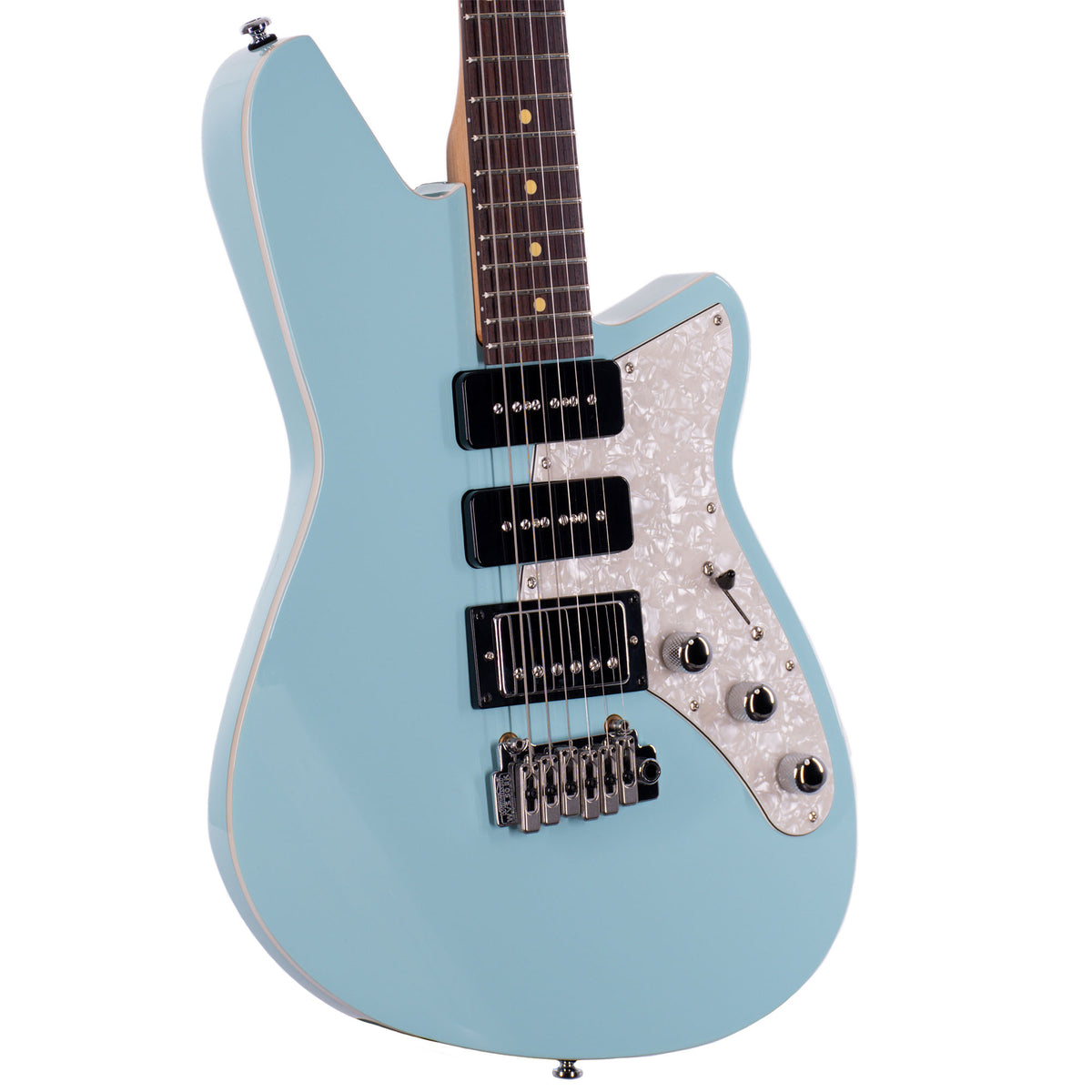 Reverend Six Gun HPP Electric Guitar With Wilkinson Tremolo, Rosewood, Chronic Blue