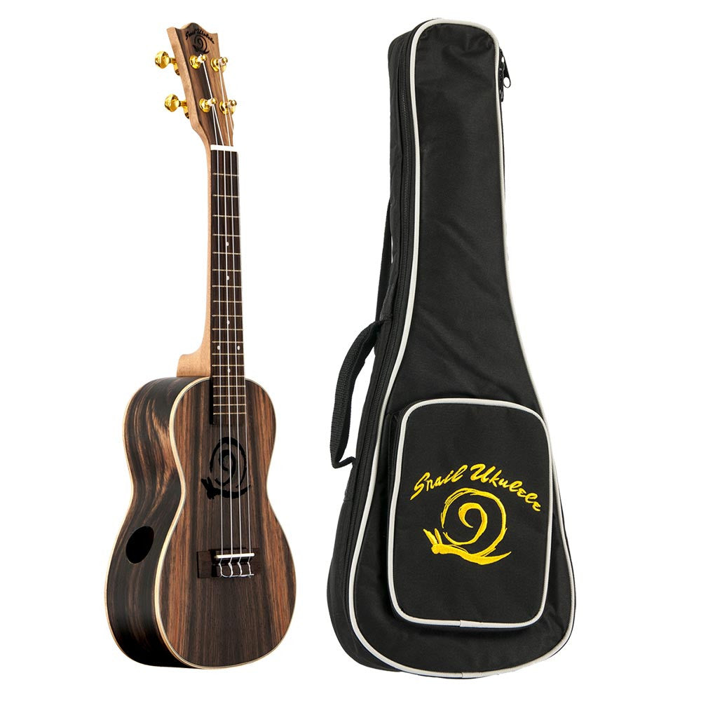 Amati's Snail Ukulele - Ebony With Bag