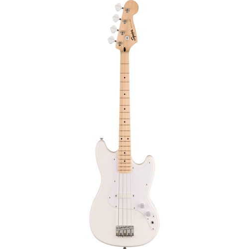 Squier Sonic Bronco Bass, Maple Fingerboard, White Pickguard, Arctic White Bass Guitar