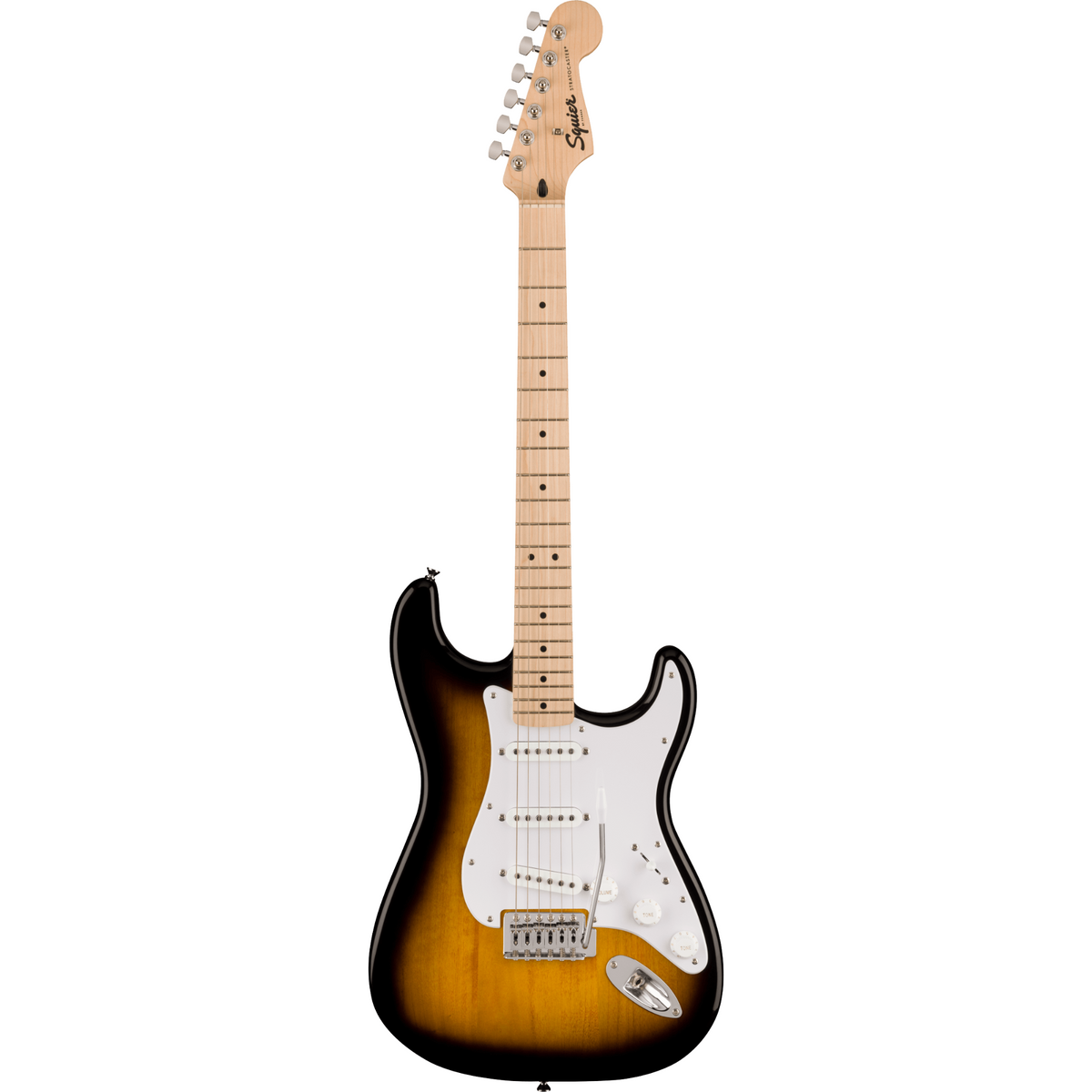 Squier Sonic Stratocaster, Maple Fingerboard, White Pickguard, 2-Color Sunburst Electric Guitar