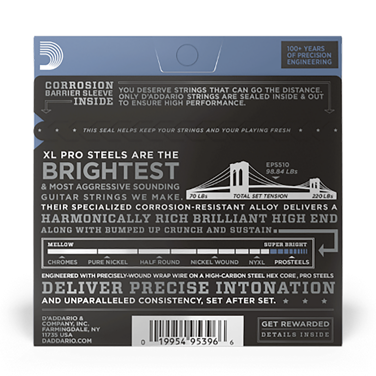 D'Addario 10-46 Regular Light Prosteels Electric Strings