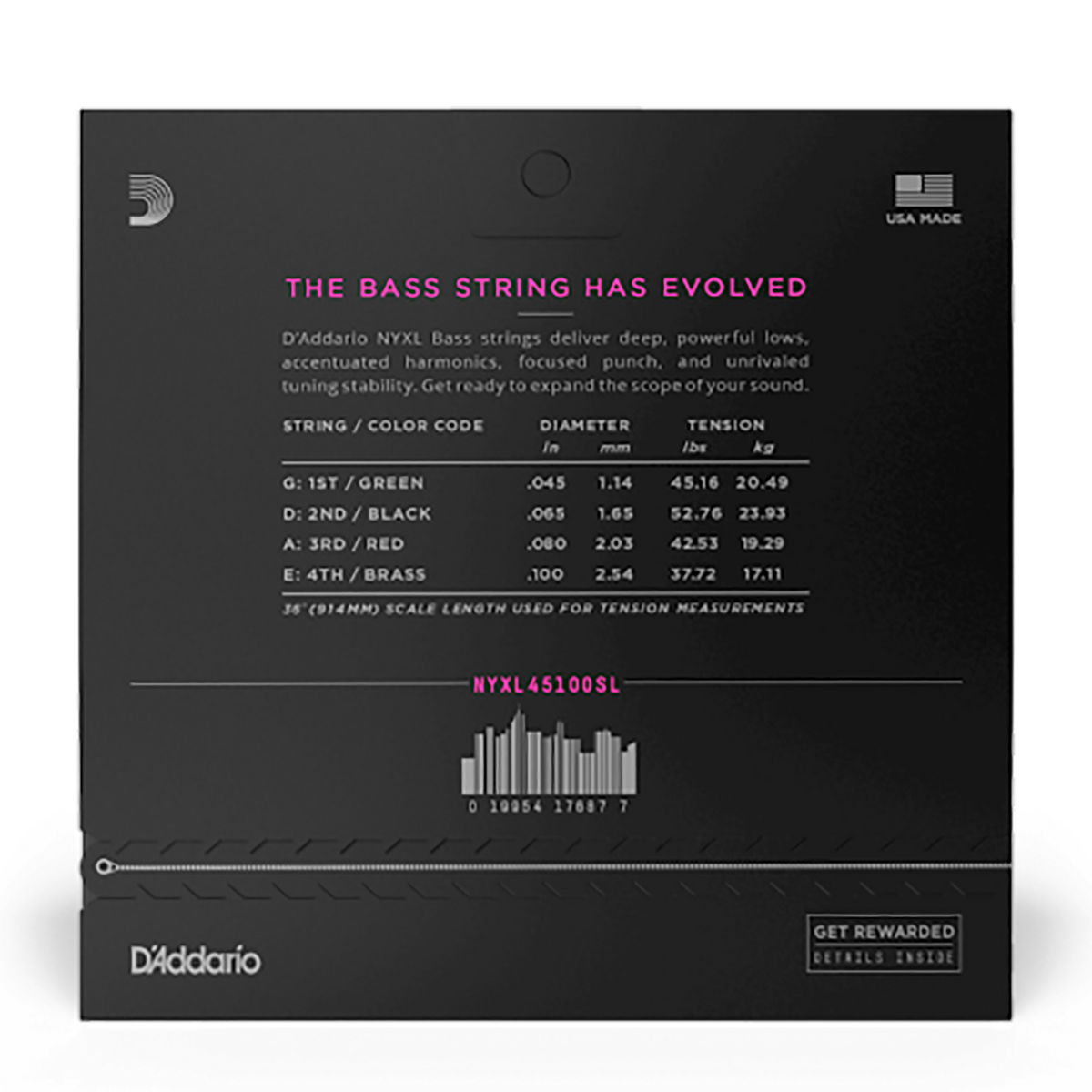 D'Addario 45-100 Regular Light Nickel Wound Bass Strings, Super Long Scale