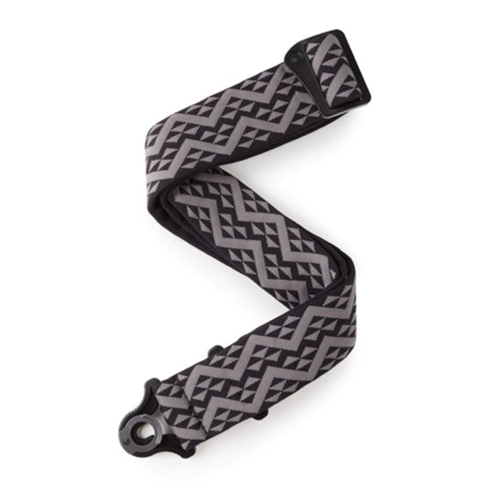 D'Addario Auto Lock Guitar Strap Black Padded Geometric