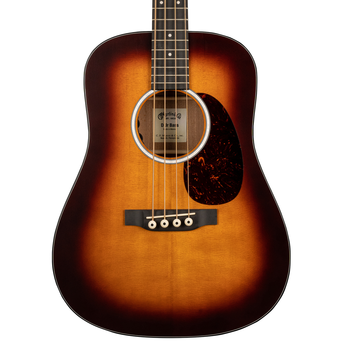 Martin DJR-10E Dreadnought Junior Series Acoustic Bass Guitar, Burst Finish