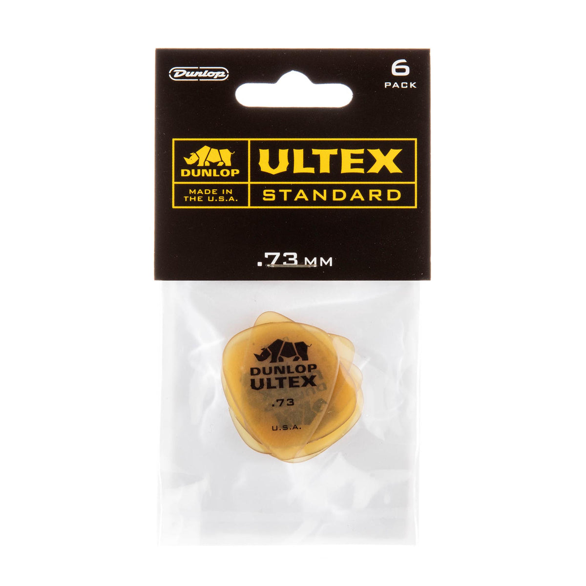 Dunlop .73 Yellow Ultex Standard Picks 6 Pack