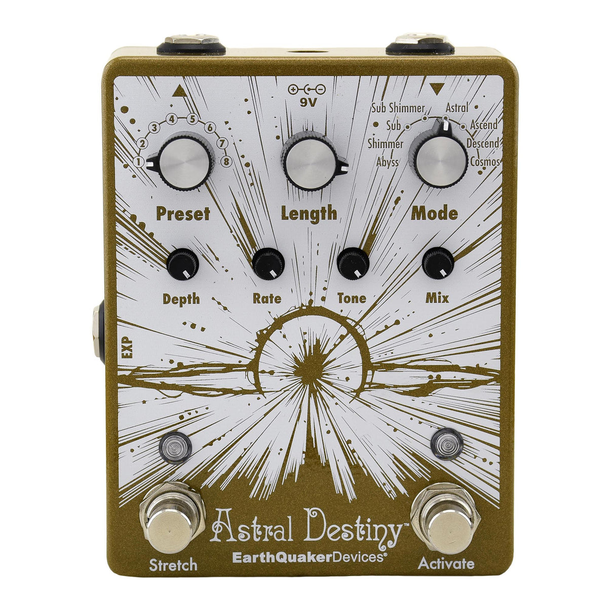 EarthQuaker Astral Destiny Octal Octave Reverberation Machine, Russo Music Custom Gold/White