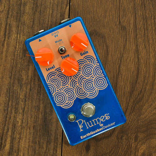 EarthQuaker Devices Plumes Small Signal Shredder, Russo Music Custom Transparent Blue/Pastel Orange