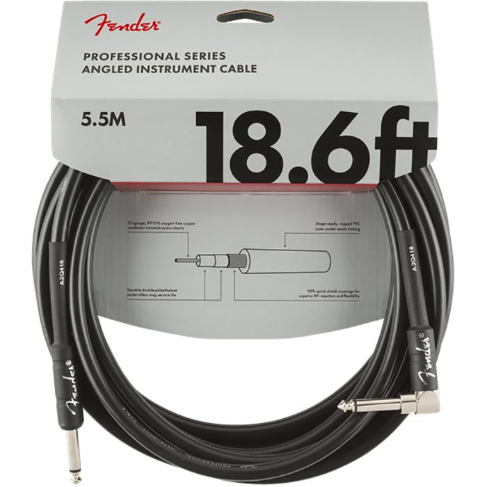 Fender 18.6' Professional Series Instrument Cables - Straight/Angle - Black