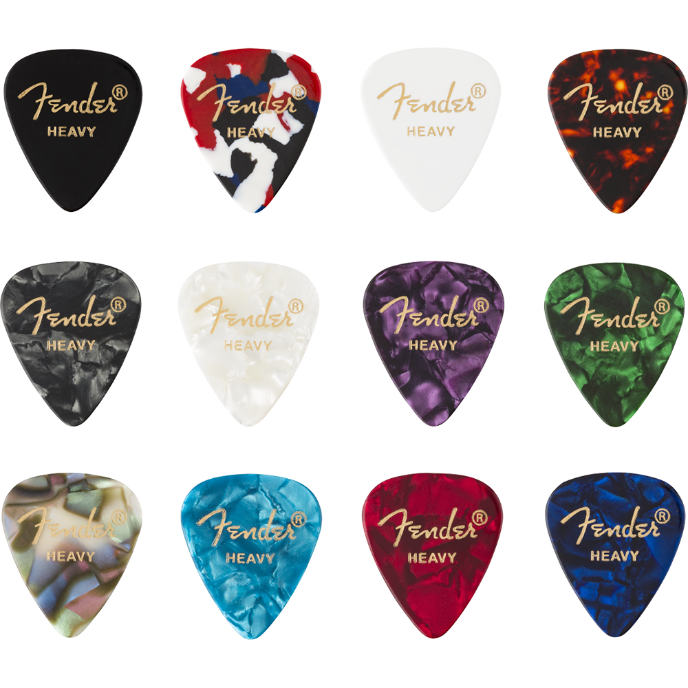 Fender 351 Celluloid Medley 12 Pack Heavy Picks