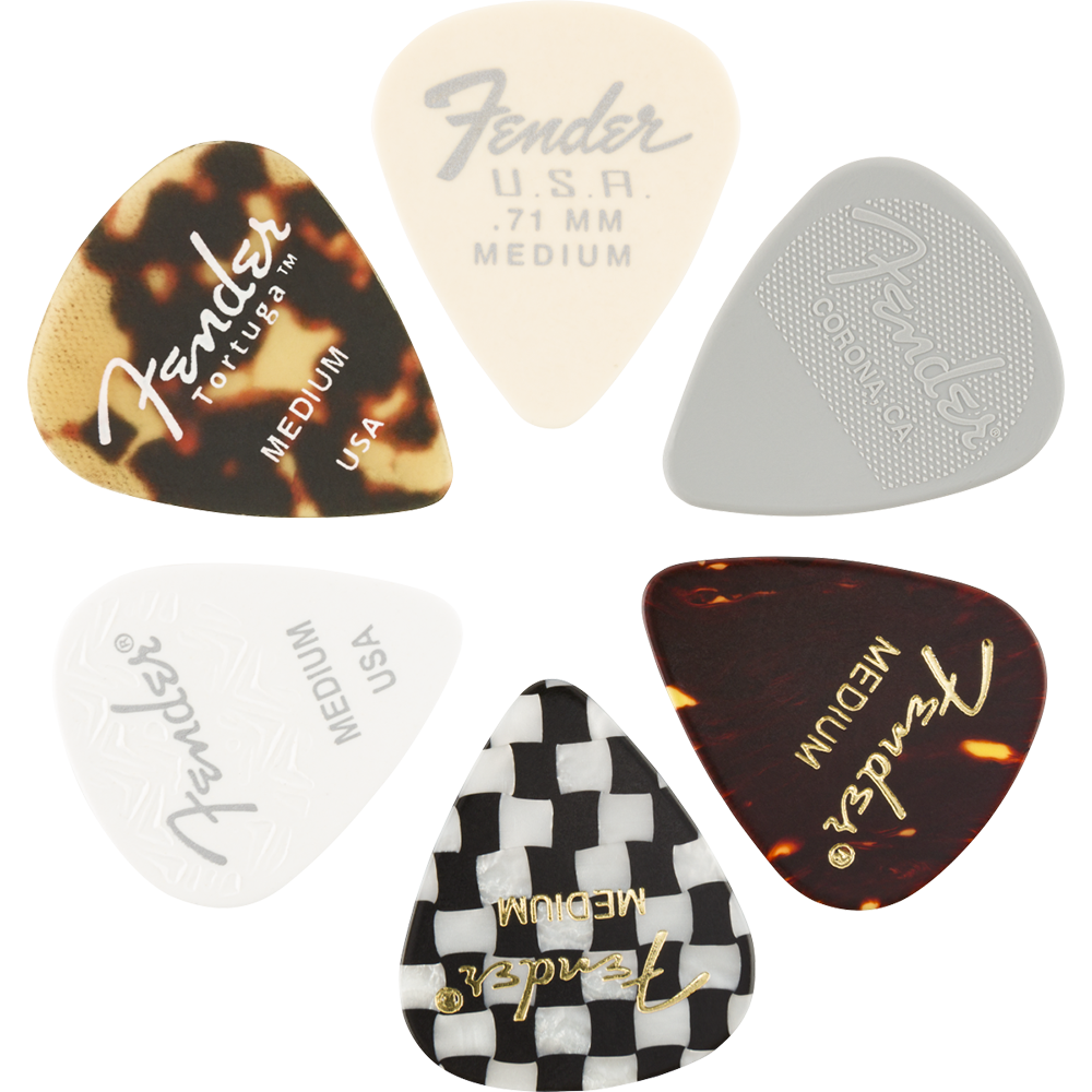 Fender 351 Material Medley Picks, Medium 6 Pack