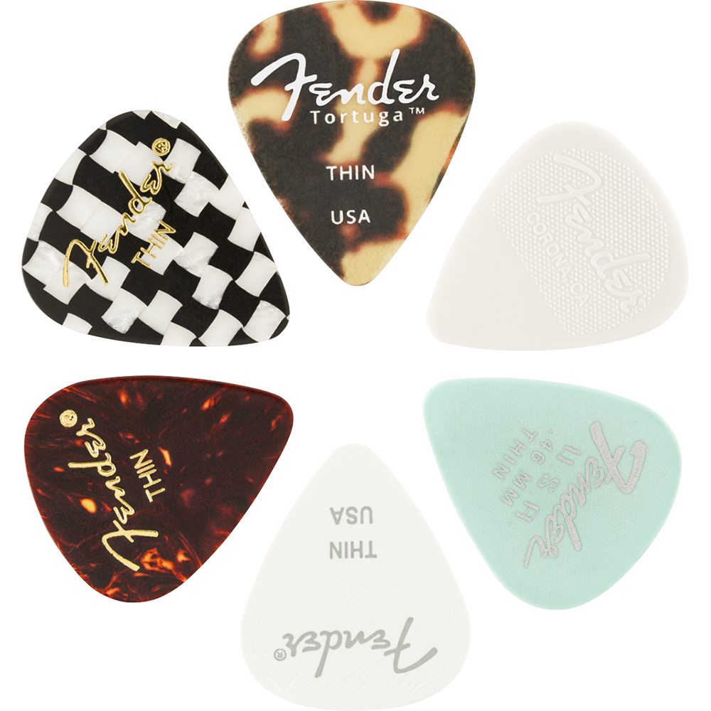 Fender 351 Material Medley Picks, Thin 6 Pack