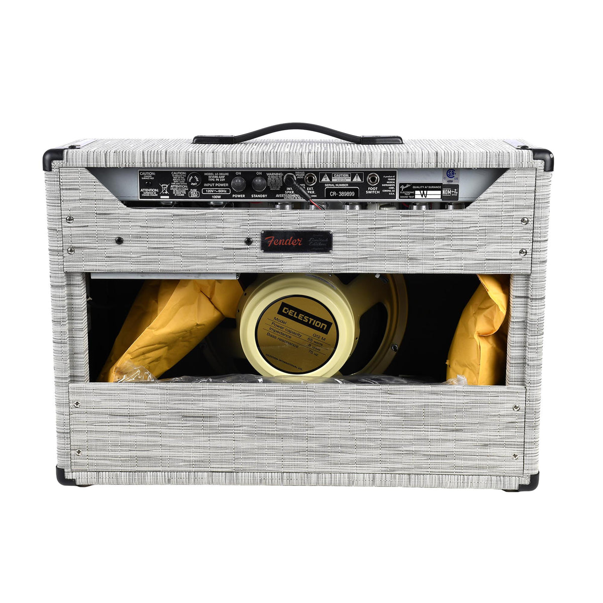 Fender '65 Deluxe Reverb Chilewich Chalk Celestion 12" Creamback 120V