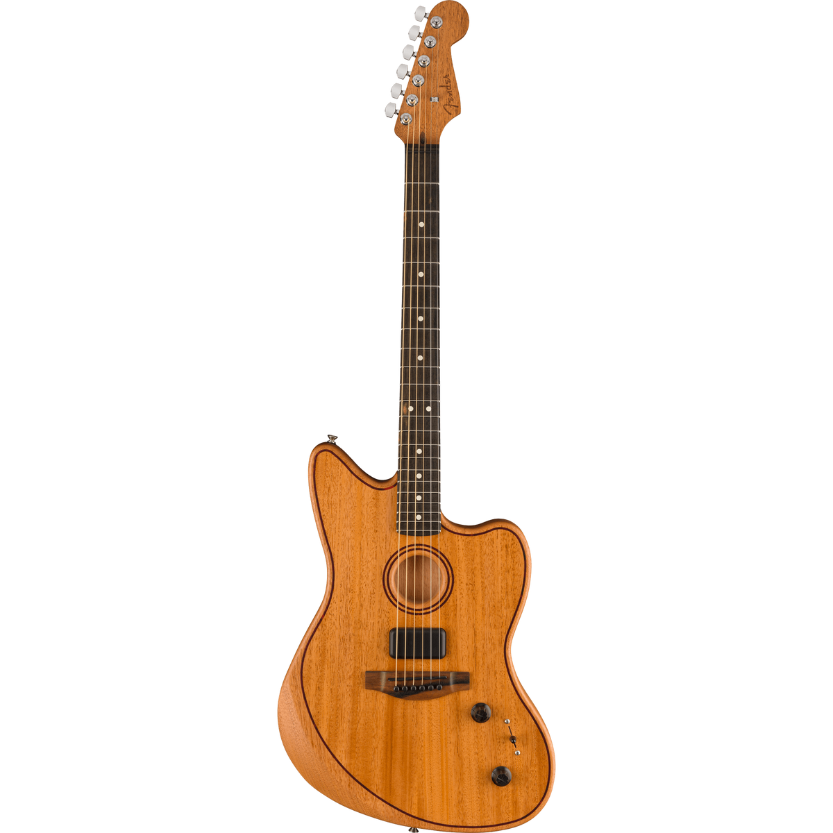 Fender American Acoustasonic Jazzmaster Acoustic Guitar, All-Mahogany, Ebony, Natural