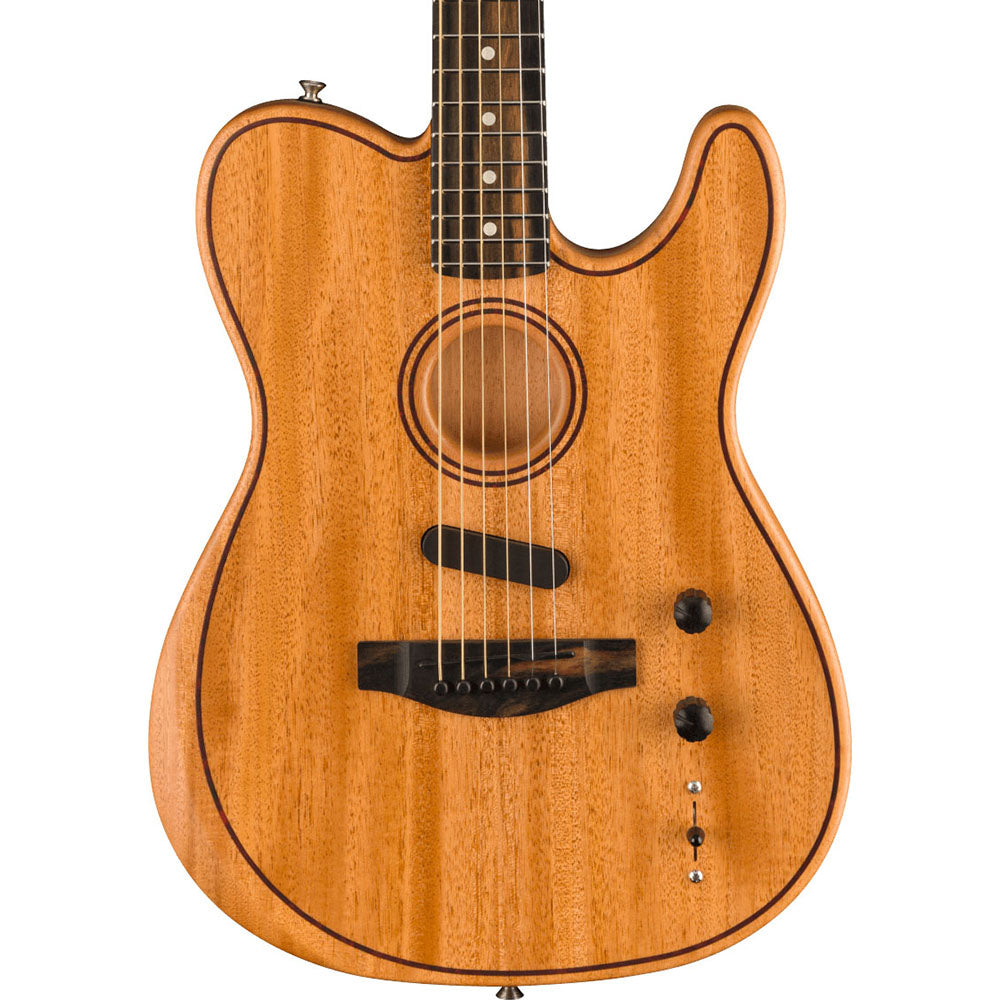 Fender American Acoustasonic Telecaster Acoustic Guitar, All-Mahogany, Ebony, Natural