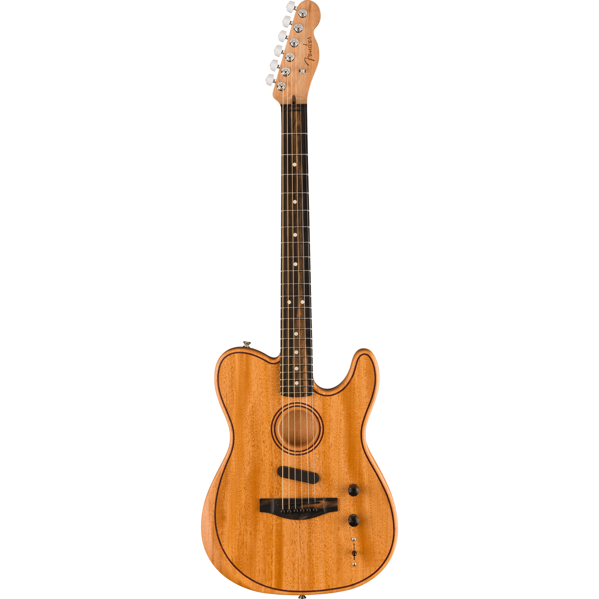 Fender American Acoustasonic Telecaster Acoustic Guitar, All-Mahogany, Ebony, Natural
