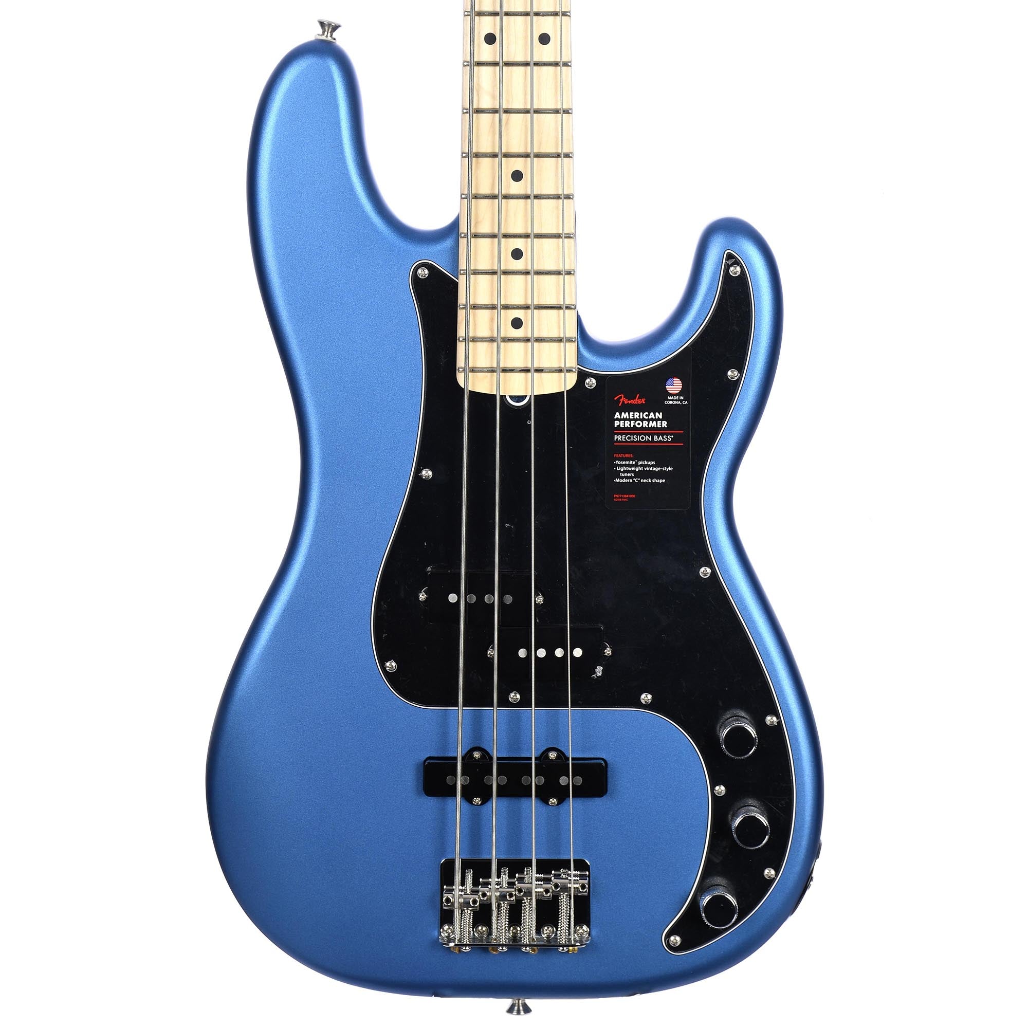 Fender American Performer Precision Bass, Maple Fingerboard, Satin Lake  Placid Blue