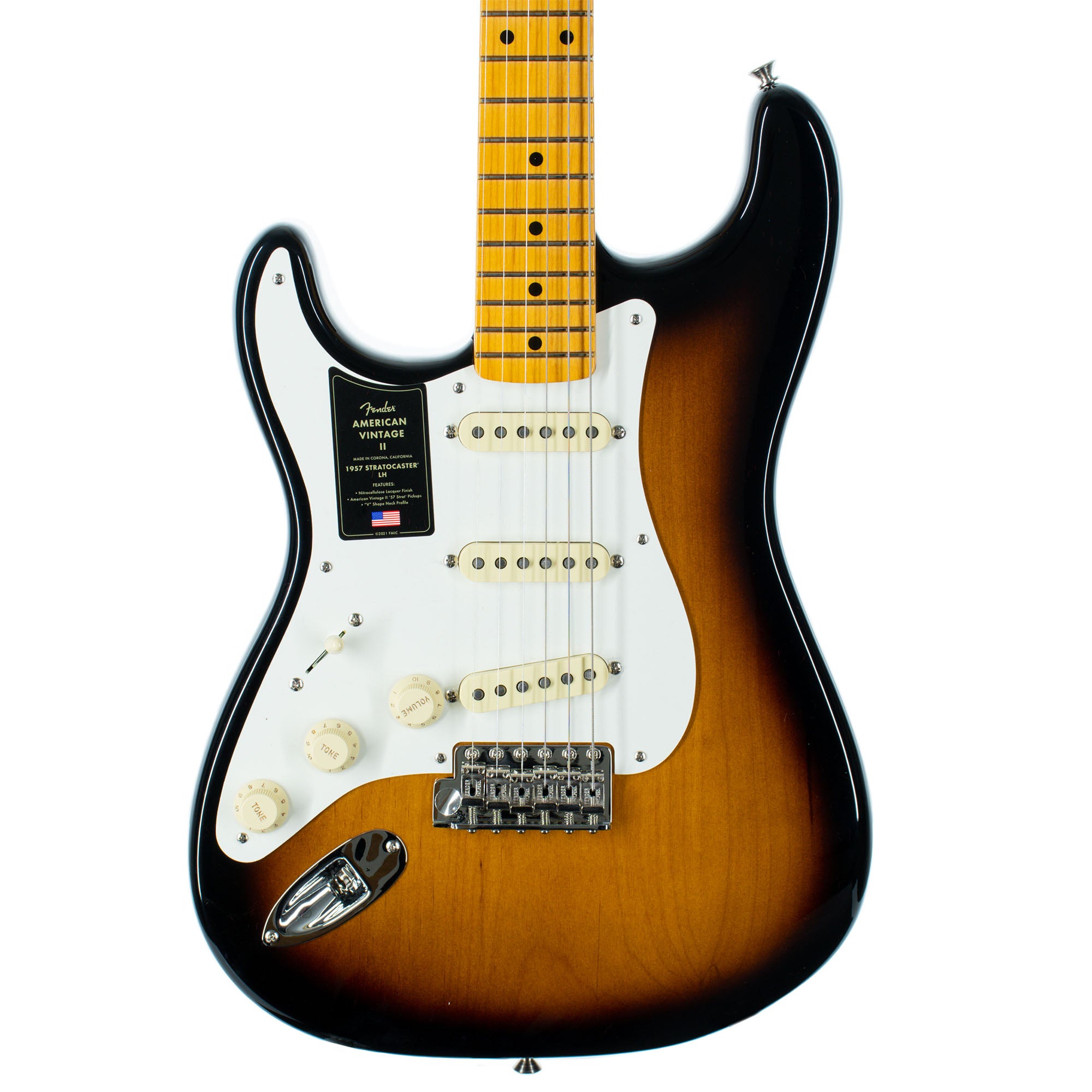 Fender American Vintage II 1957 Stratocaster Electric Guitar, Lefty, Maple,  2 Color Sunburst