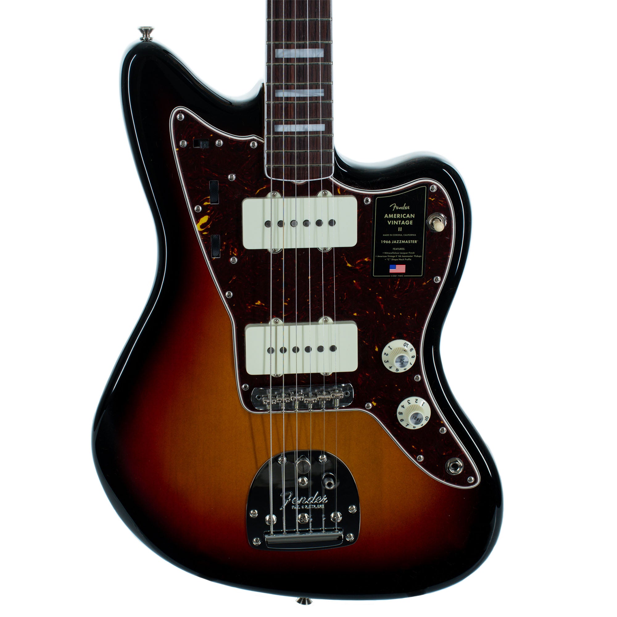 Fender American Vintage II 1966 Jazzmaster Electric Guitar, Rosewood, 3  Color Sunburst
