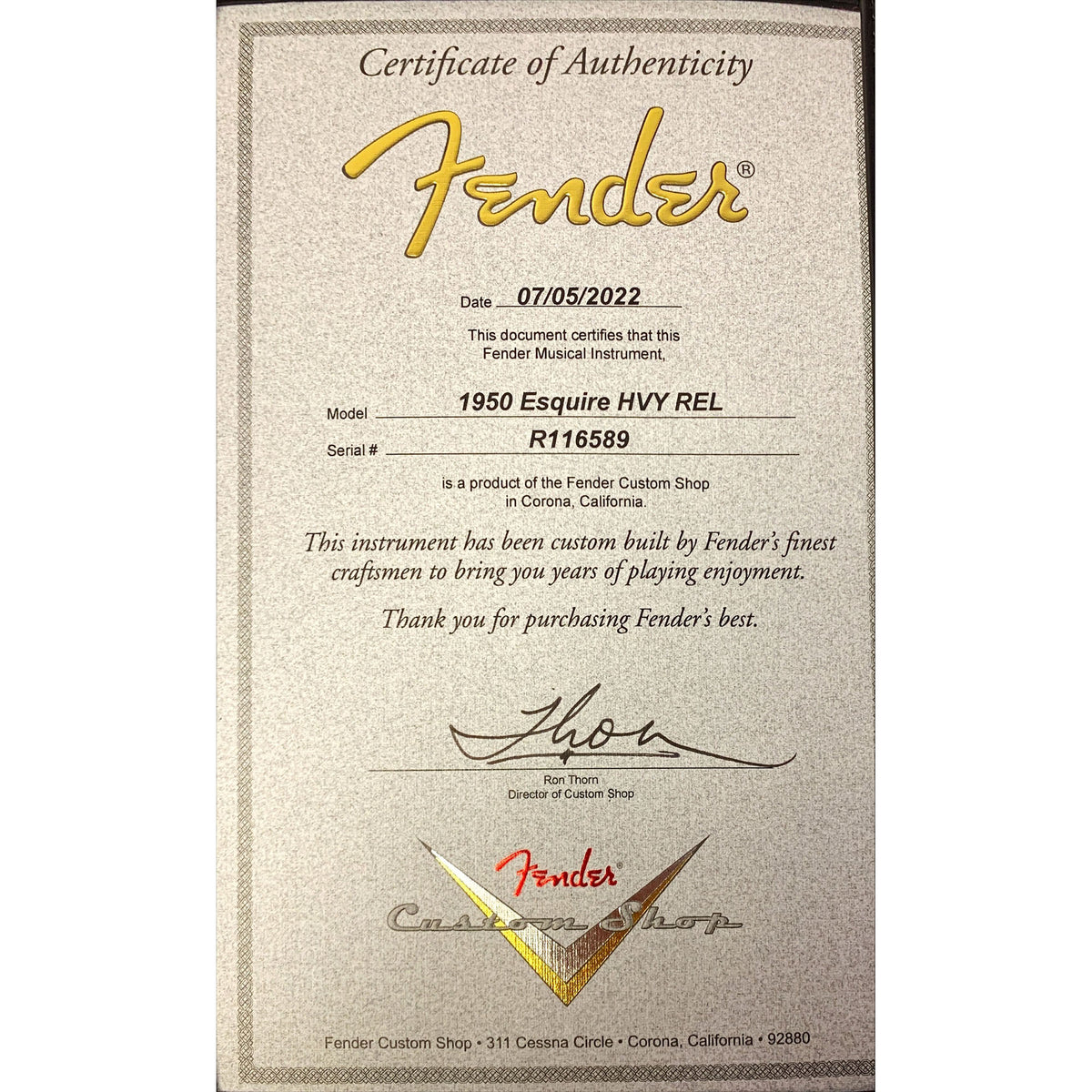 Fender Custom Shop '50 Esquire, Heavy Relic, Maple, Aged Olympic White R116859