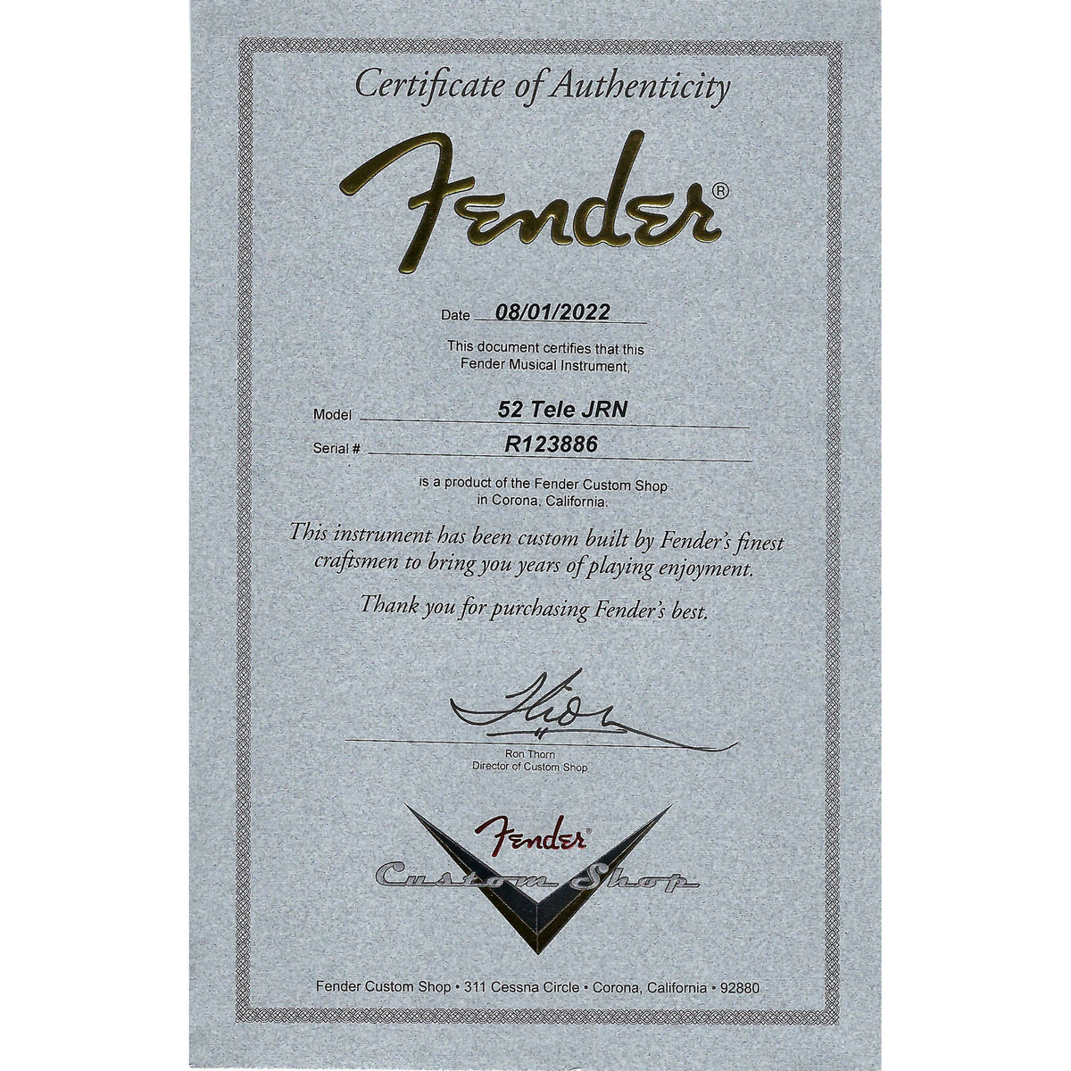 Fender Custom Shop '52 Telecaster Electric Guitar, Journeyman Relic, Aged Nocaster Blonde