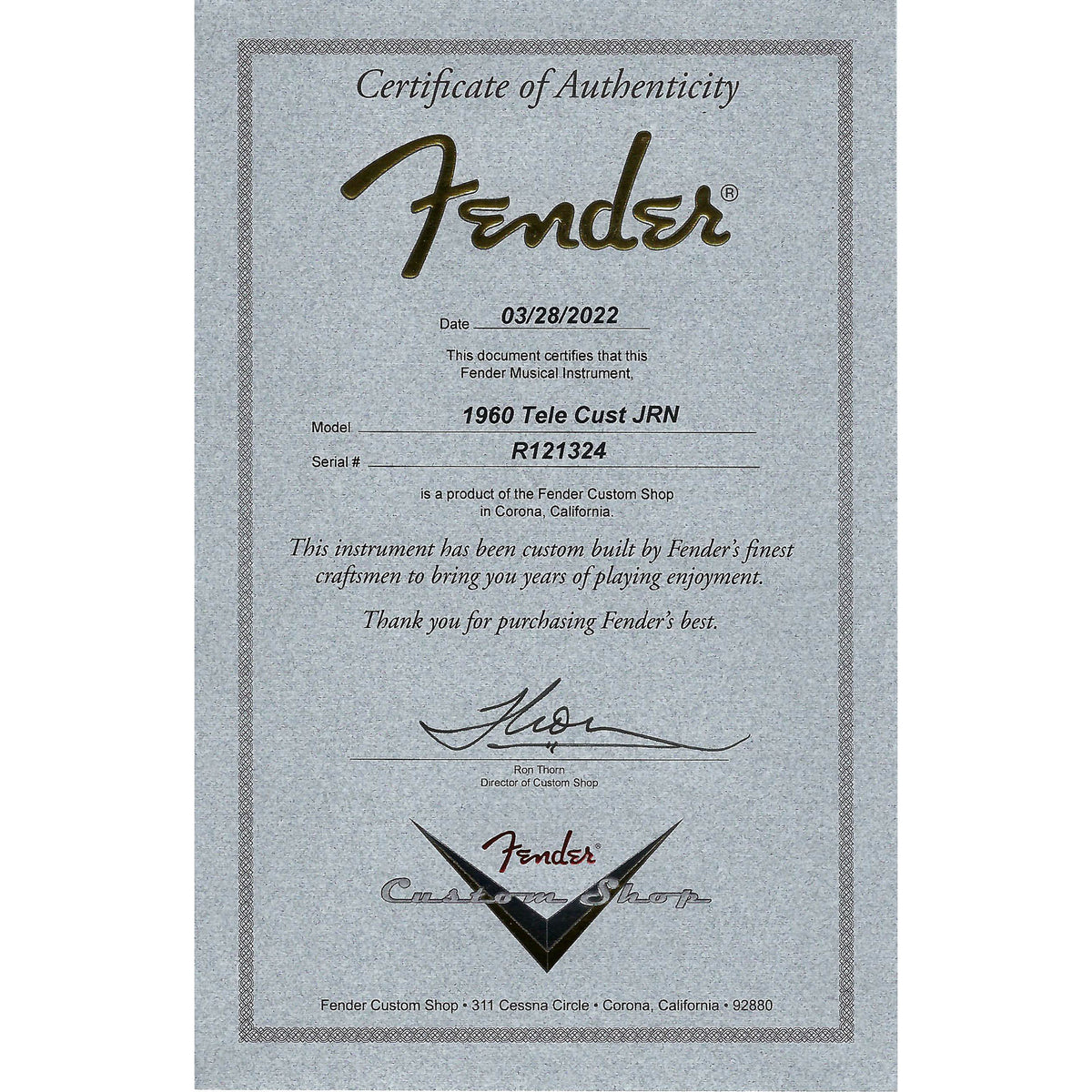 Fender Custom Shop '60 Telecaster Custom Journeyman, Ebony Painted Headcap Black