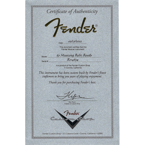 Fender Custom Shop '67 Mustang Ash R/R Rosewood, Lake Placid Blue