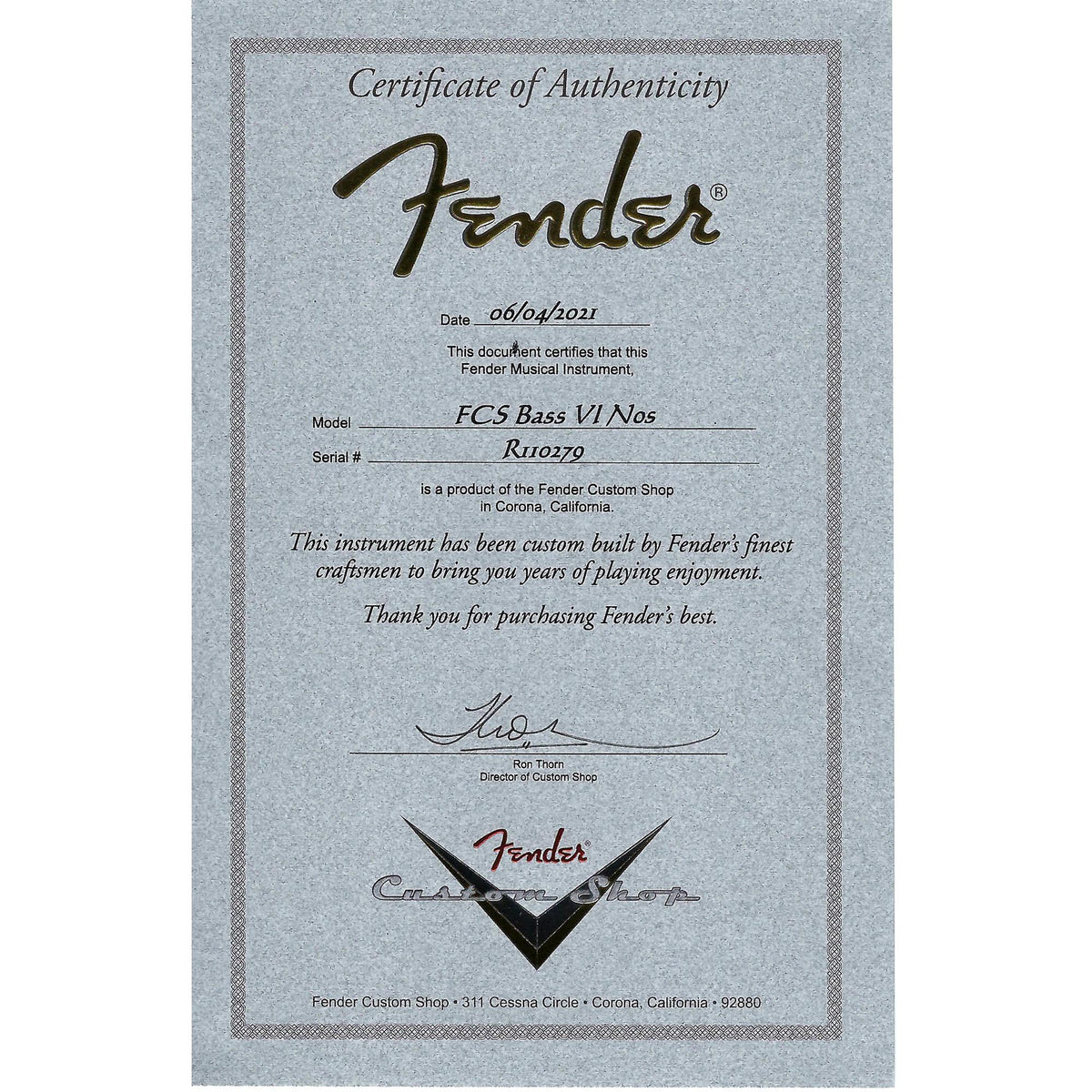 Fender Custom Shop Bass VI Rosewood, Aged Charcoal Frost Metallic