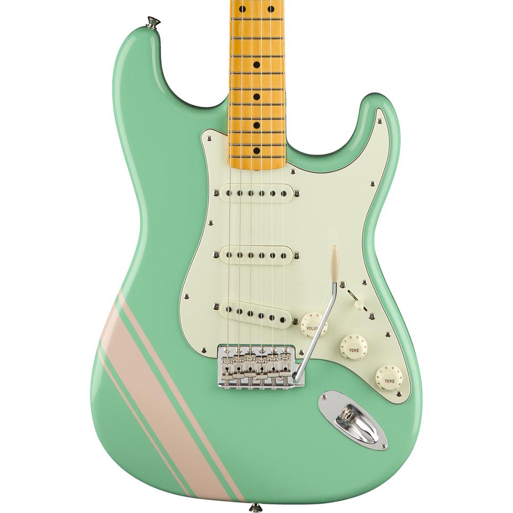 Fender FSR Traditional 50S Strat - Maple - Surf Green With Shell Pink Stripes